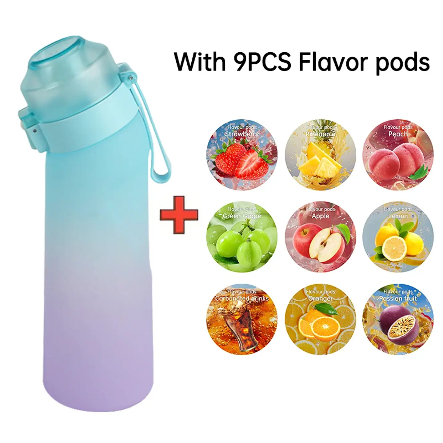 Flavored Water Bottle – 650ml with 9 Flavor Pods 14
