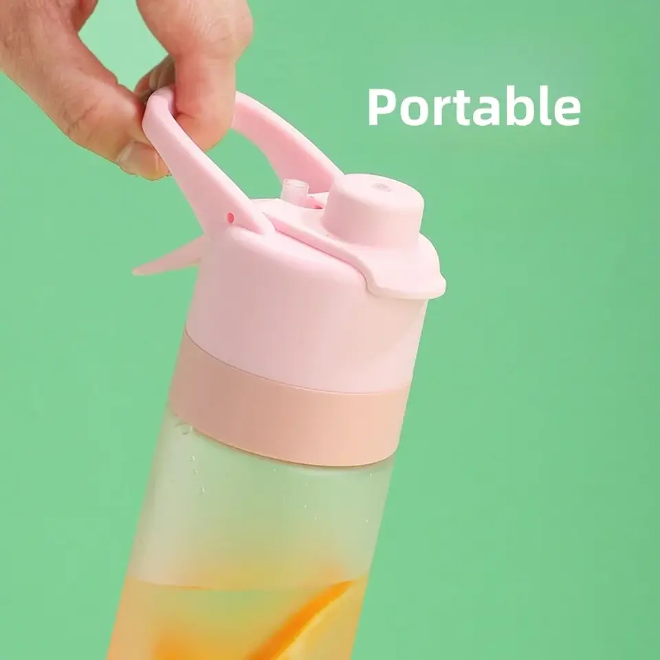 Spray Mist Water Bottle – 650ml with Straw 16