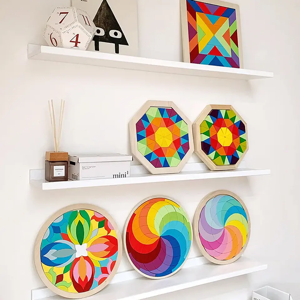 Rainbow Wooden Tangram Puzzle – Montessori 2