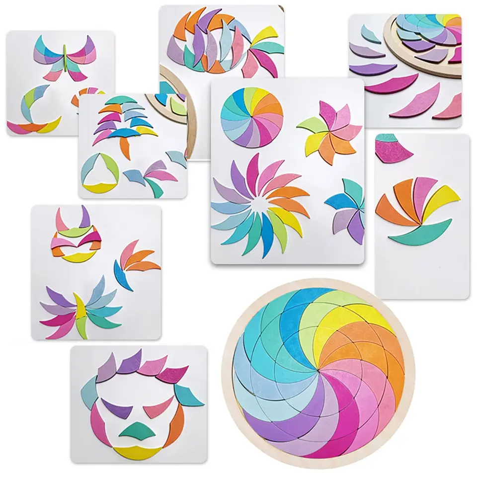 Rainbow Wooden Tangram Puzzle – Montessori 6