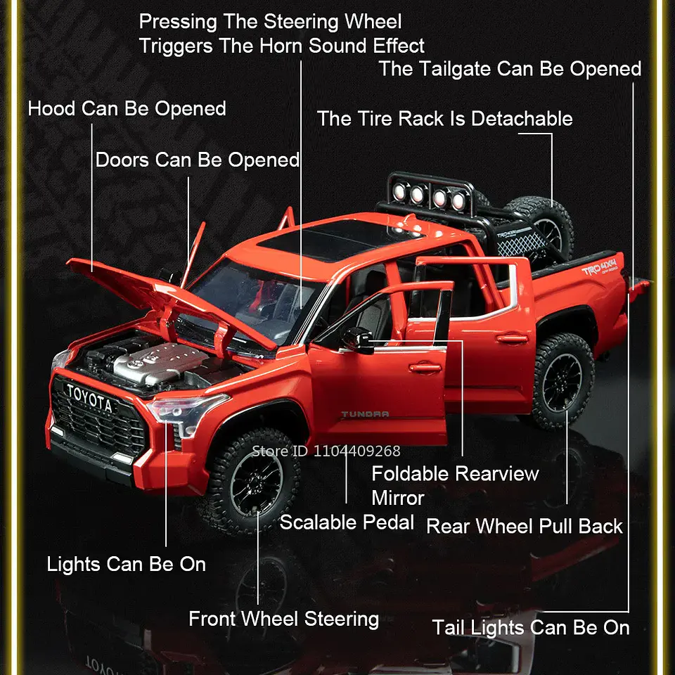 1:24 Diecast Pickup Truck Model – Sound & Light 2
