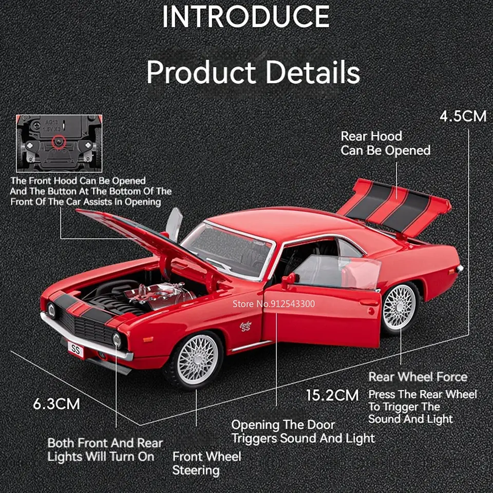 1:32 Diecast Muscle Car Model – Sound & Light 2