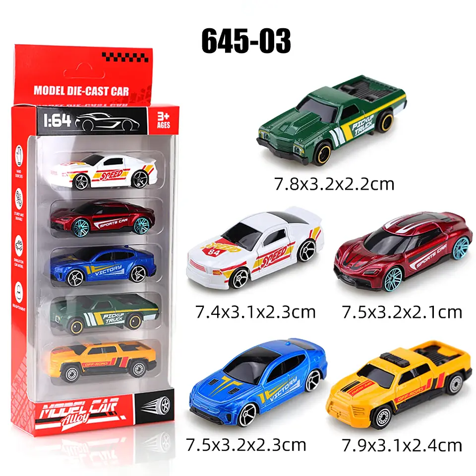 1:64 Diecast Mini Car Set with Launcher – 5pcs 3