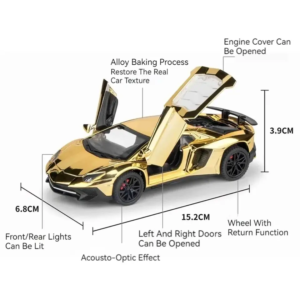 1:32 Diecast Electroplated Sports Car Model 2