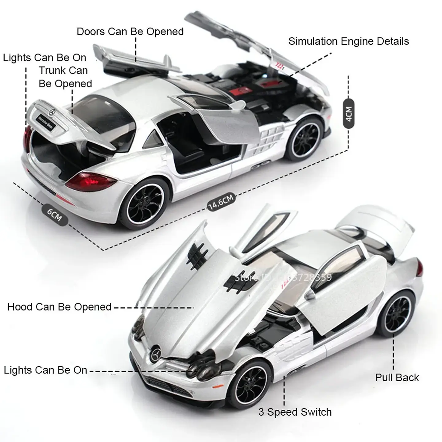 1:32 Diecast Luxury Sports Car Model – Sound & Light 6
