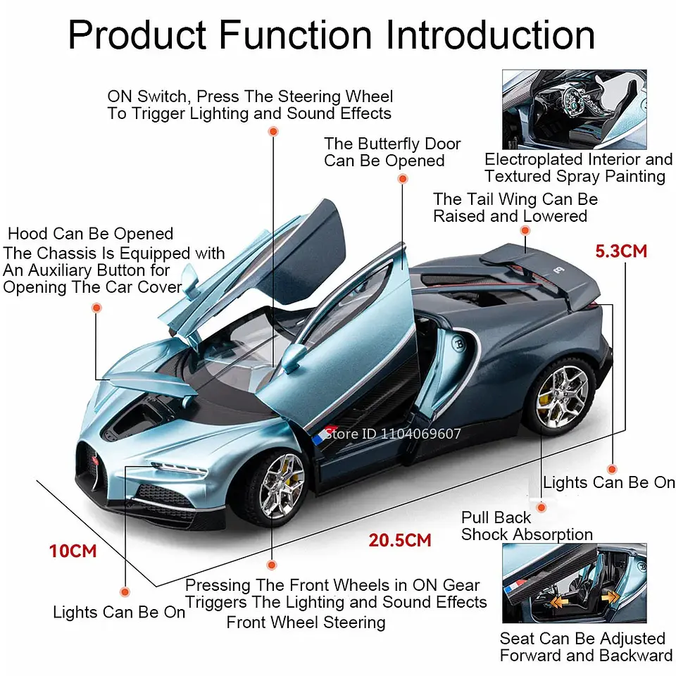 1:24 Diecast Supercar Model – Sound & Light 2