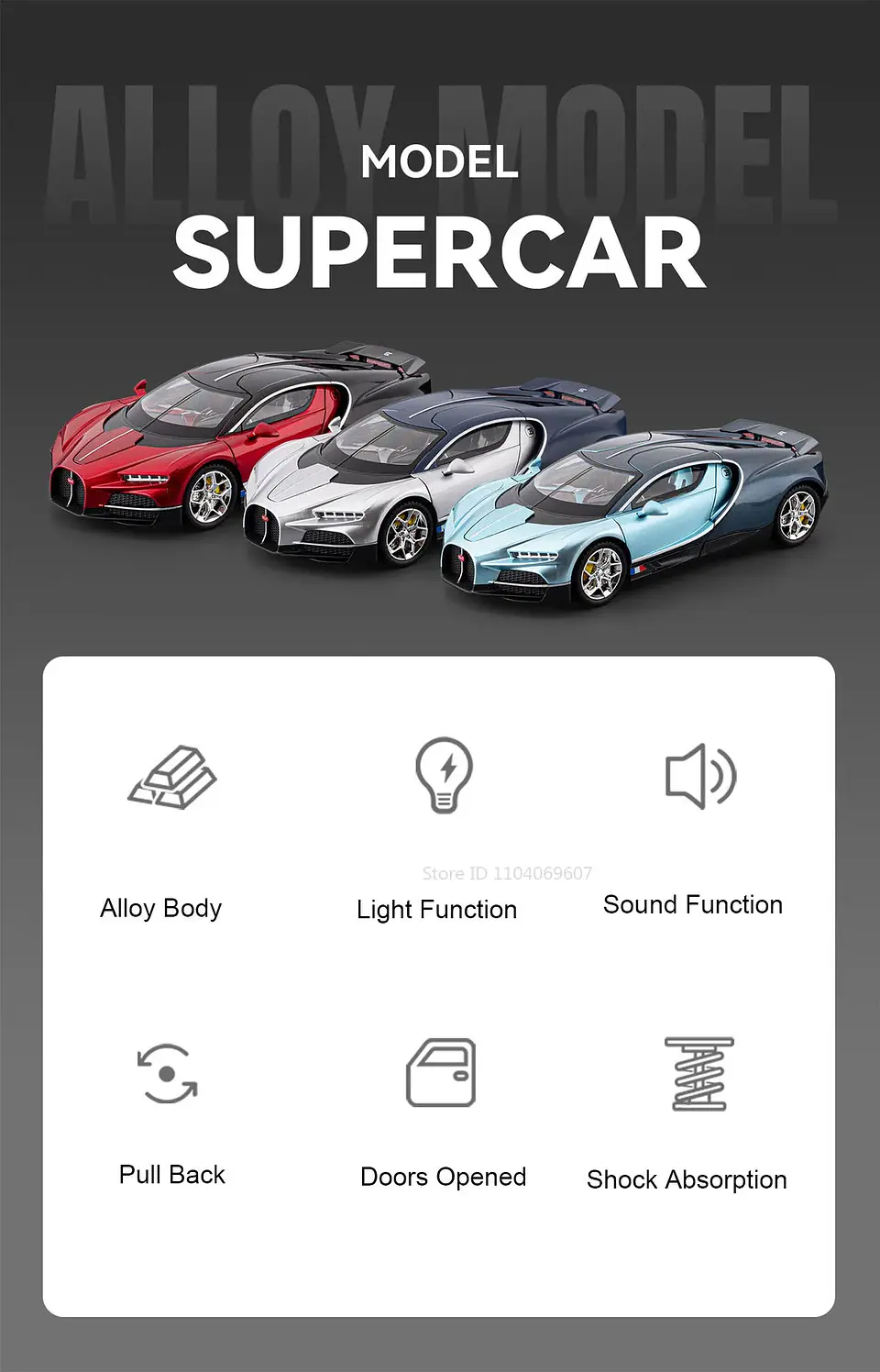 1:24 Diecast Supercar Model – Sound & Light 11
