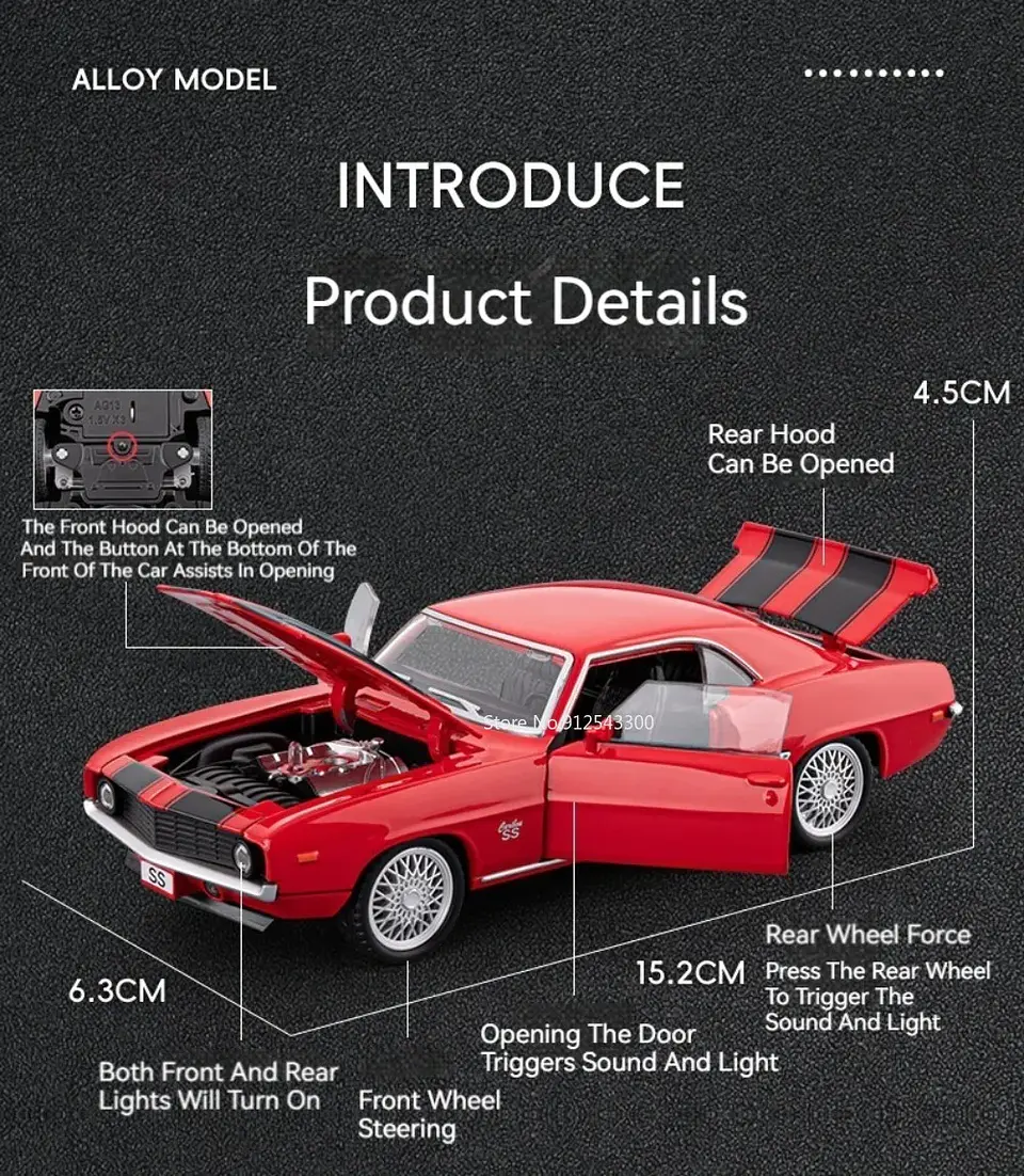 1:32 Diecast Muscle Car Model – Sound & Light 19
