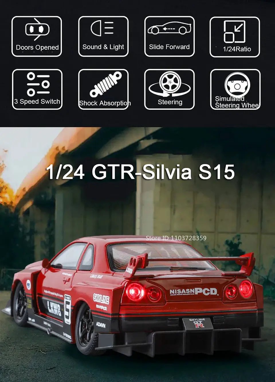1:24 Diecast Supercar Model – Sound & Light 22