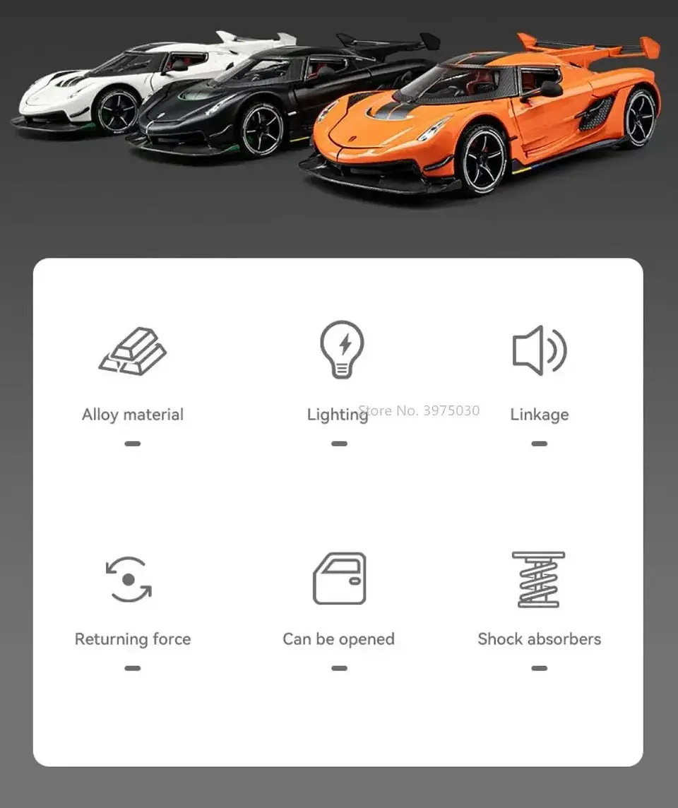 1:24 Diecast Supercar Model – 4 Opening Doors 9