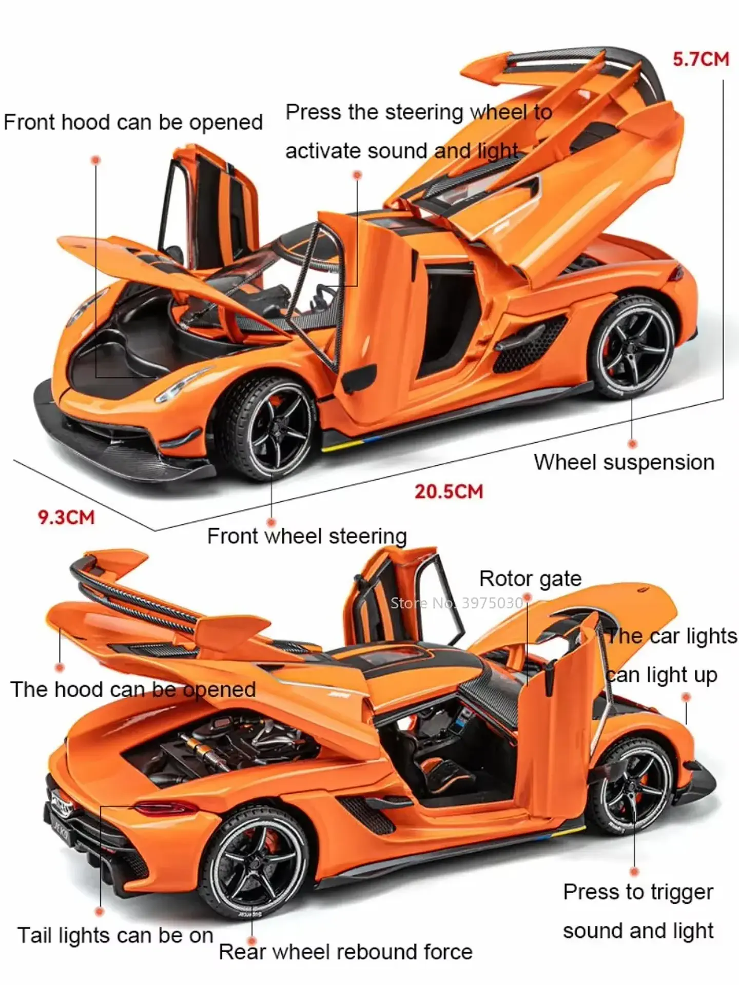 1:24 Diecast Supercar Model – 4 Opening Doors 10