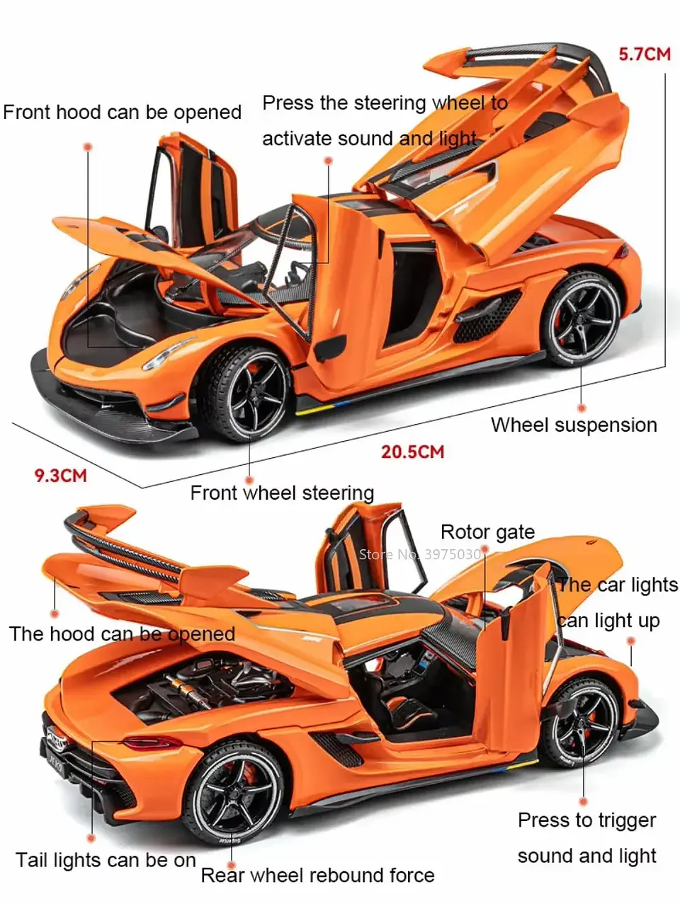 1:24 Diecast Supercar Model – 4 Opening Doors 10