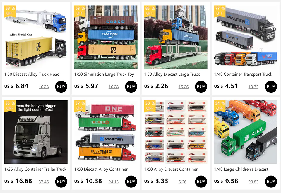 1:50 Diecast Container Truck Model – Sound & Light 19