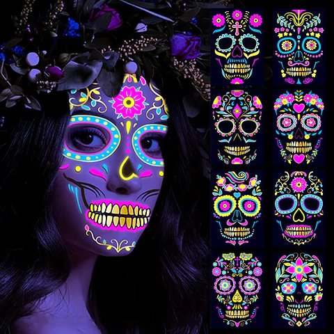 Fluorescent Face Tattoo Stickers – Halloween