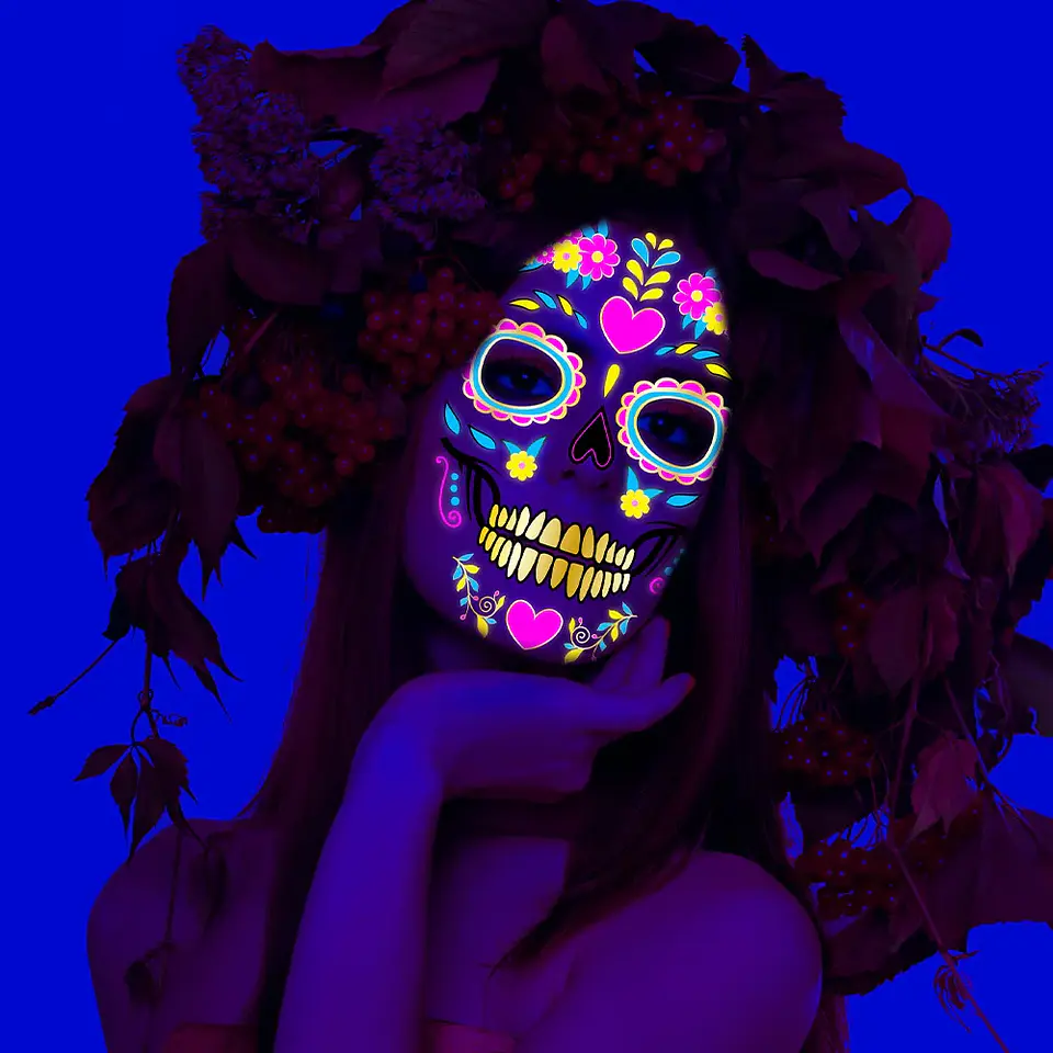 Fluorescent Face Tattoo Stickers – Halloween 3
