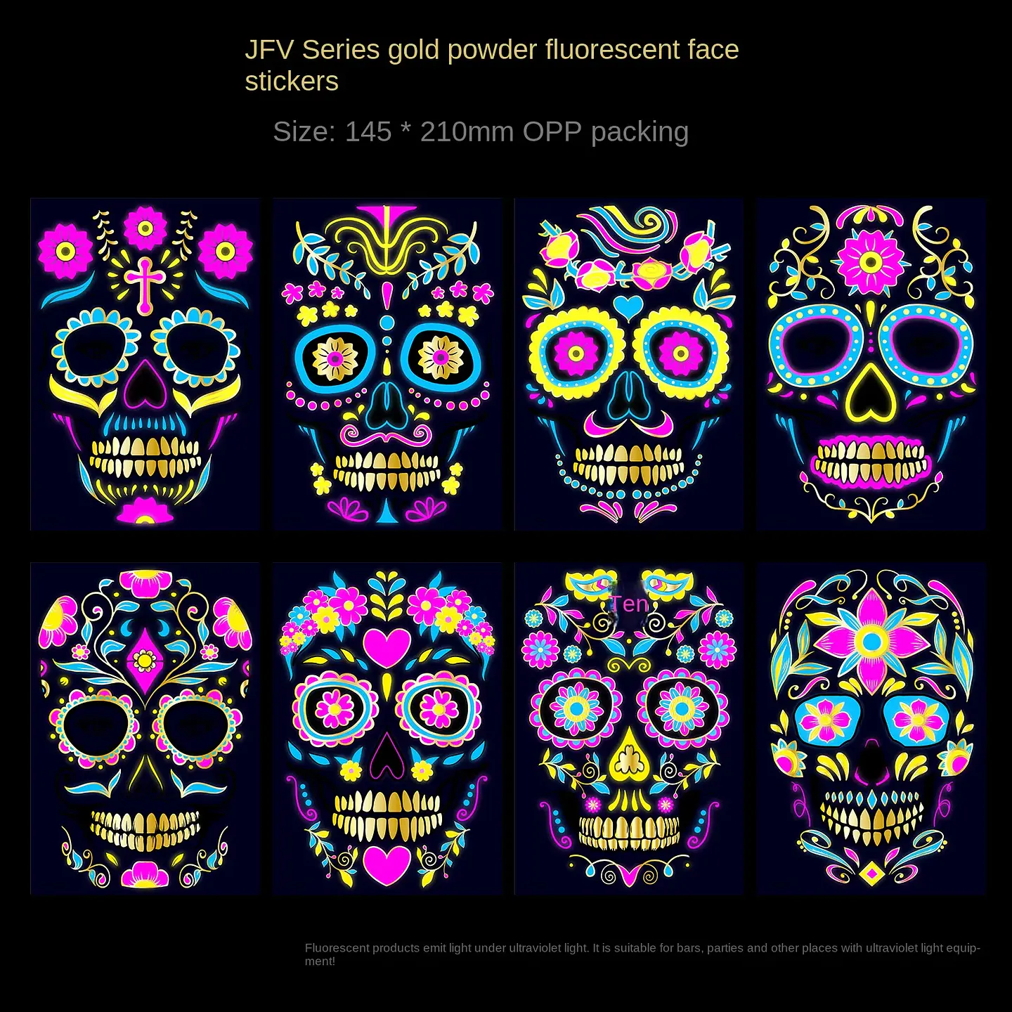 Fluorescent Face Tattoo Stickers – Halloween 4