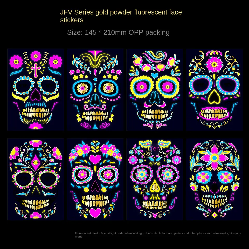 Fluorescent Face Tattoo Stickers – Halloween 4
