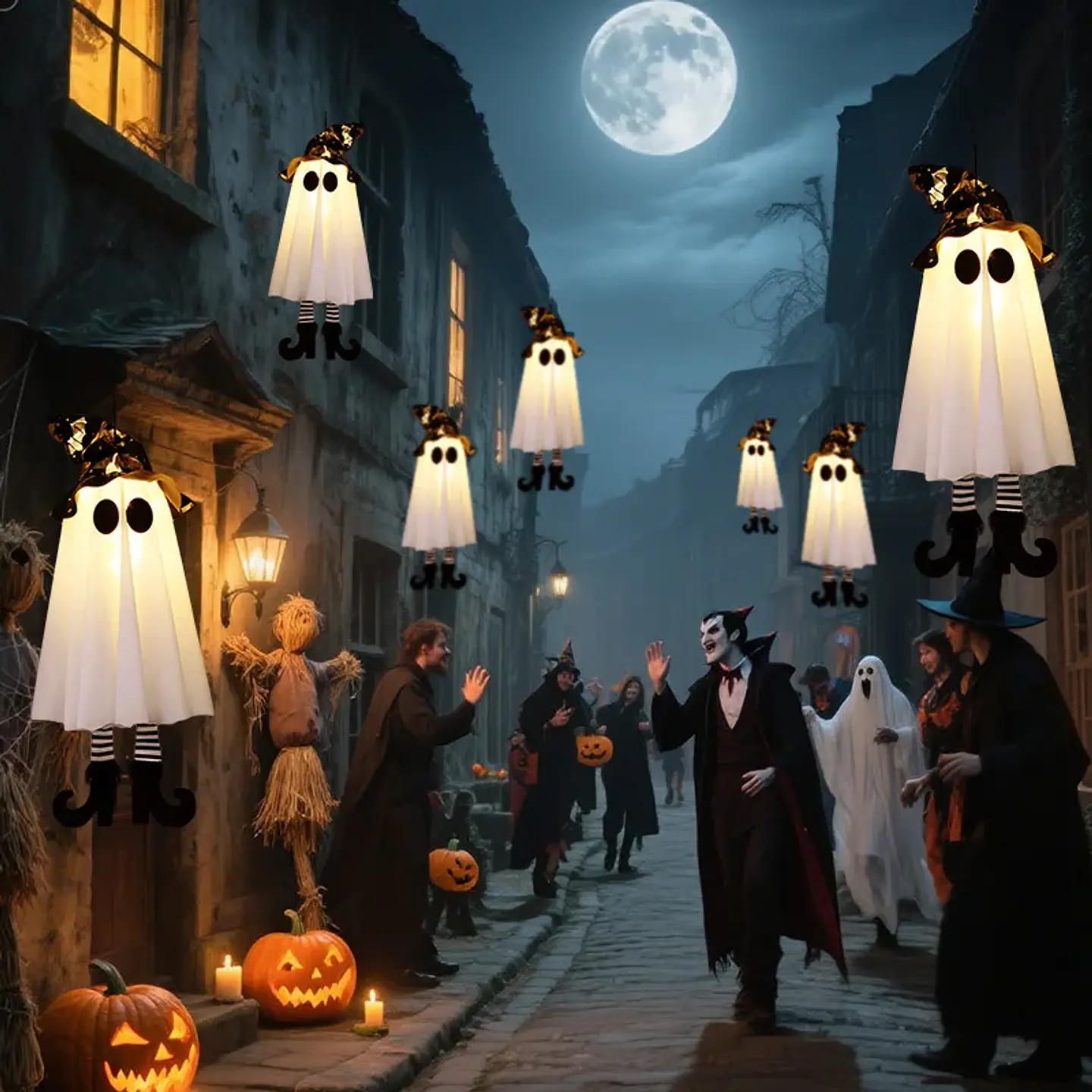 LED Light-Up Witch & Ghost Hanging Ornaments 2
