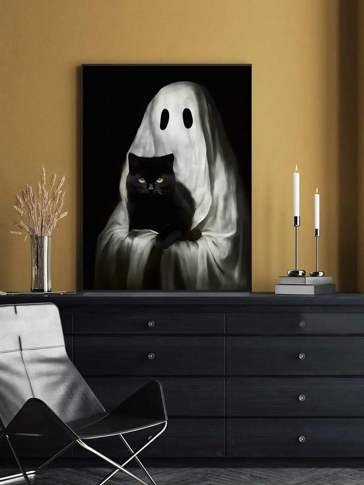 Retro Ghost Canvas Print – Halloween Wall Art 4