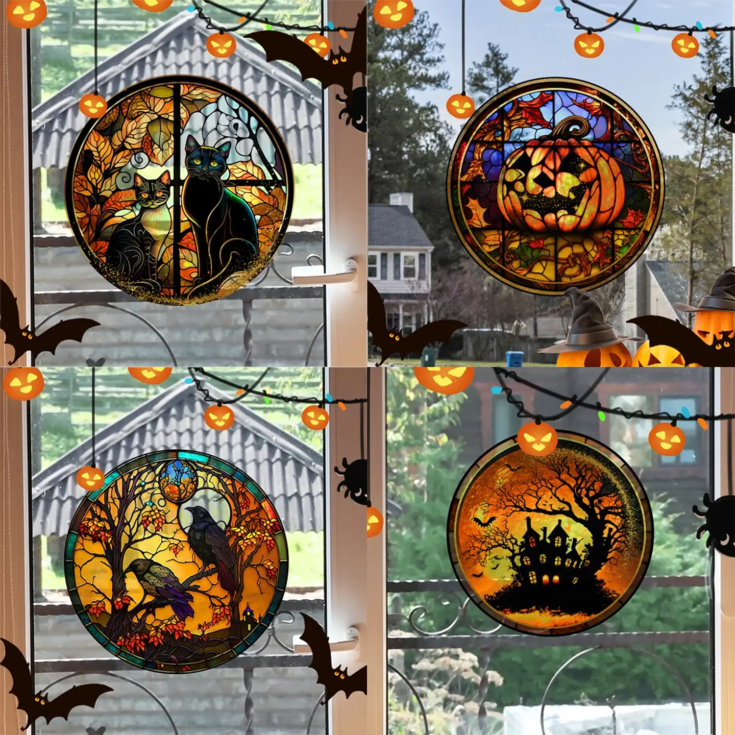 Static Glass Window Stickers – Halloween Castle & Cat 1