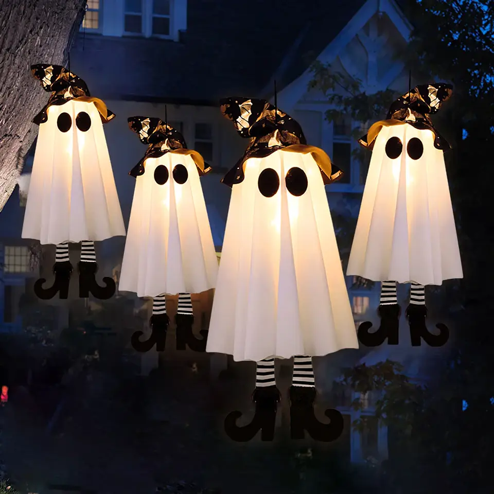 LED Light-Up Witch & Ghost Hanging Ornaments 4