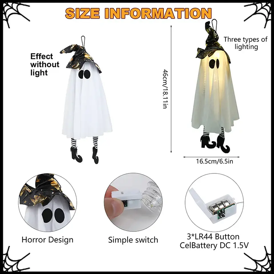 LED Light-Up Witch & Ghost Hanging Ornaments 5