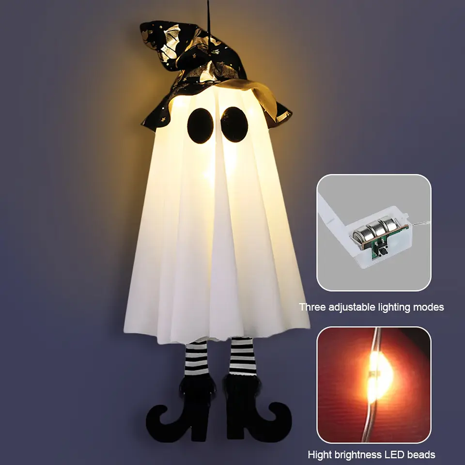 LED Light-Up Witch & Ghost Hanging Ornaments 6