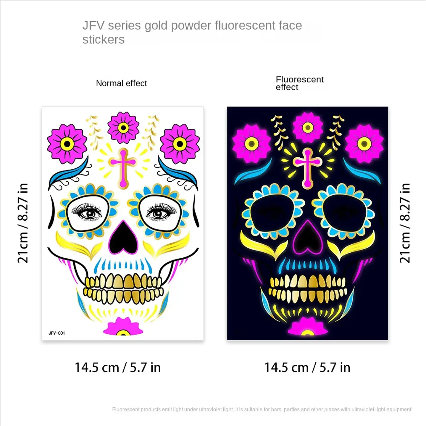 Fluorescent Face Tattoo Stickers – Halloween 6