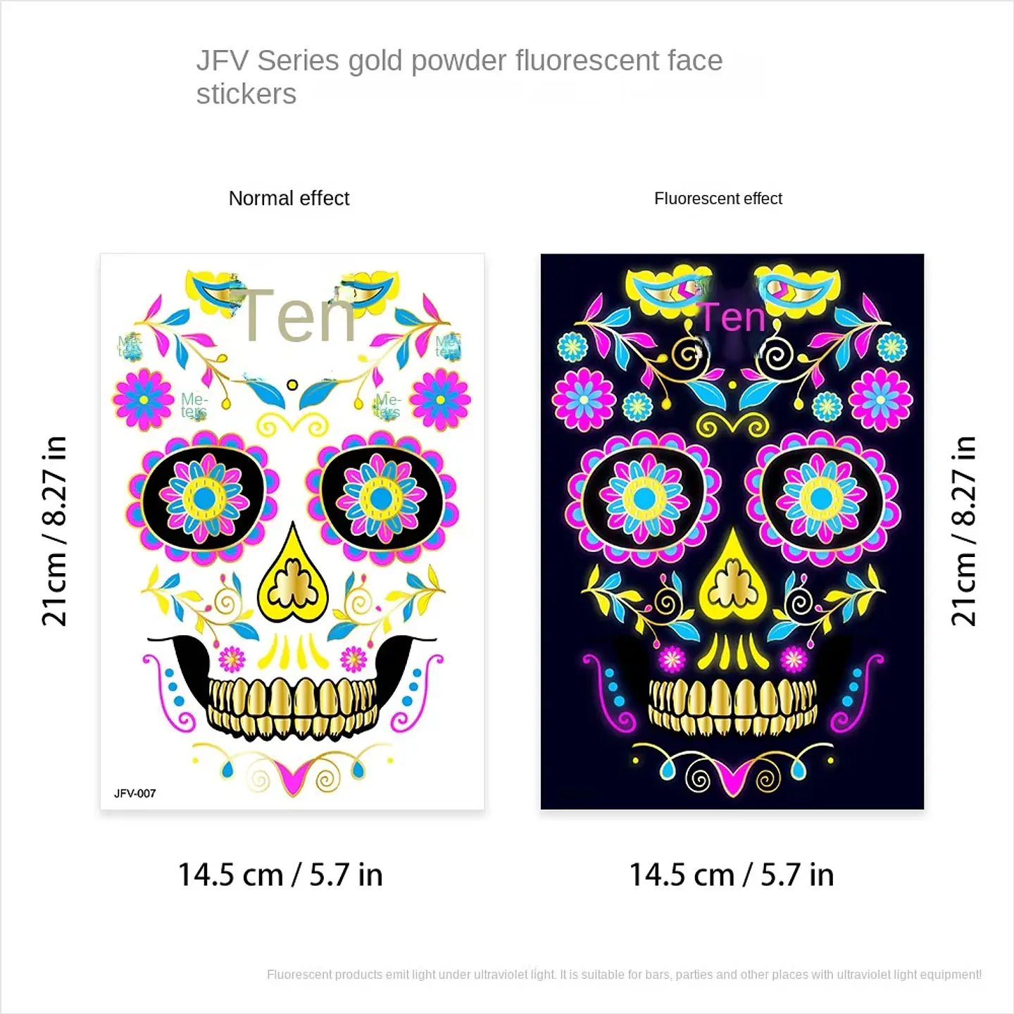 Fluorescent Face Tattoo Stickers – Halloween 7