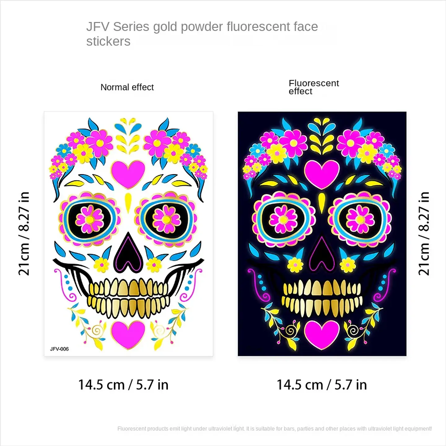Fluorescent Face Tattoo Stickers – Halloween 8