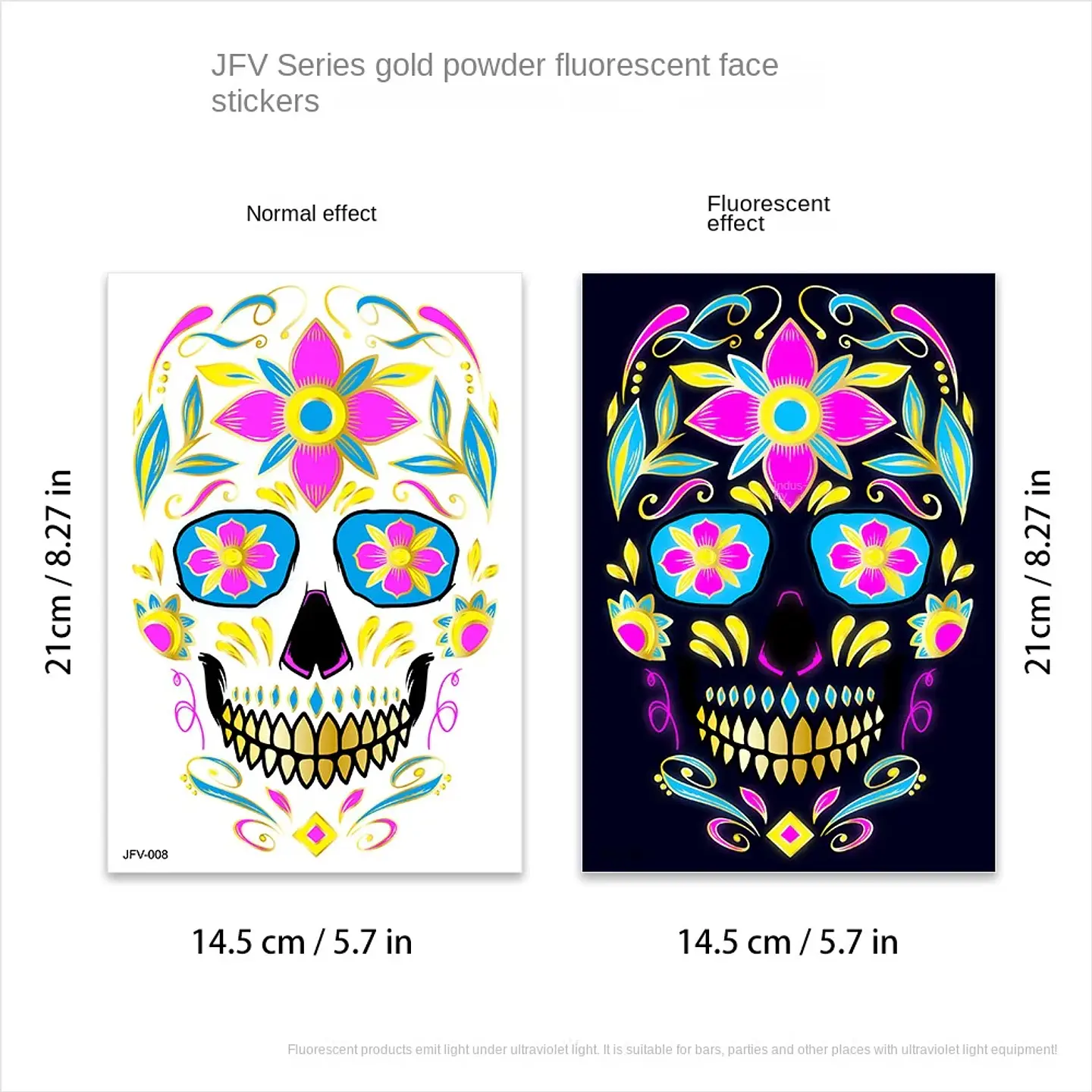 Fluorescent Face Tattoo Stickers – Halloween 11