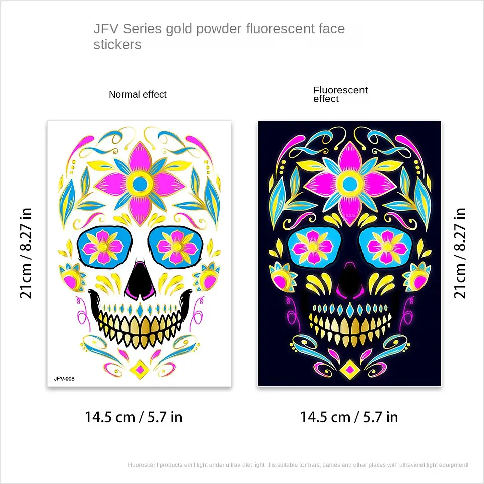 Fluorescent Face Tattoo Stickers – Halloween 11