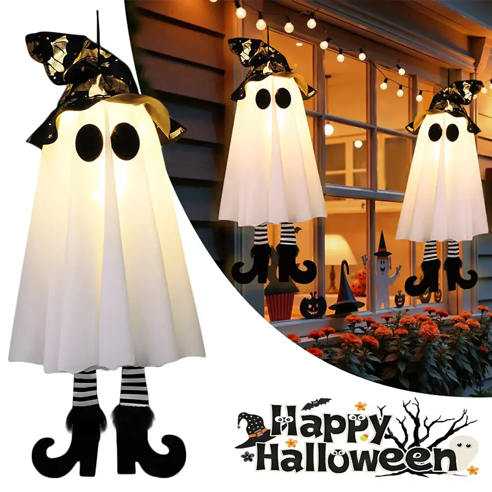 LED Light-Up Witch & Ghost Hanging Ornaments 10