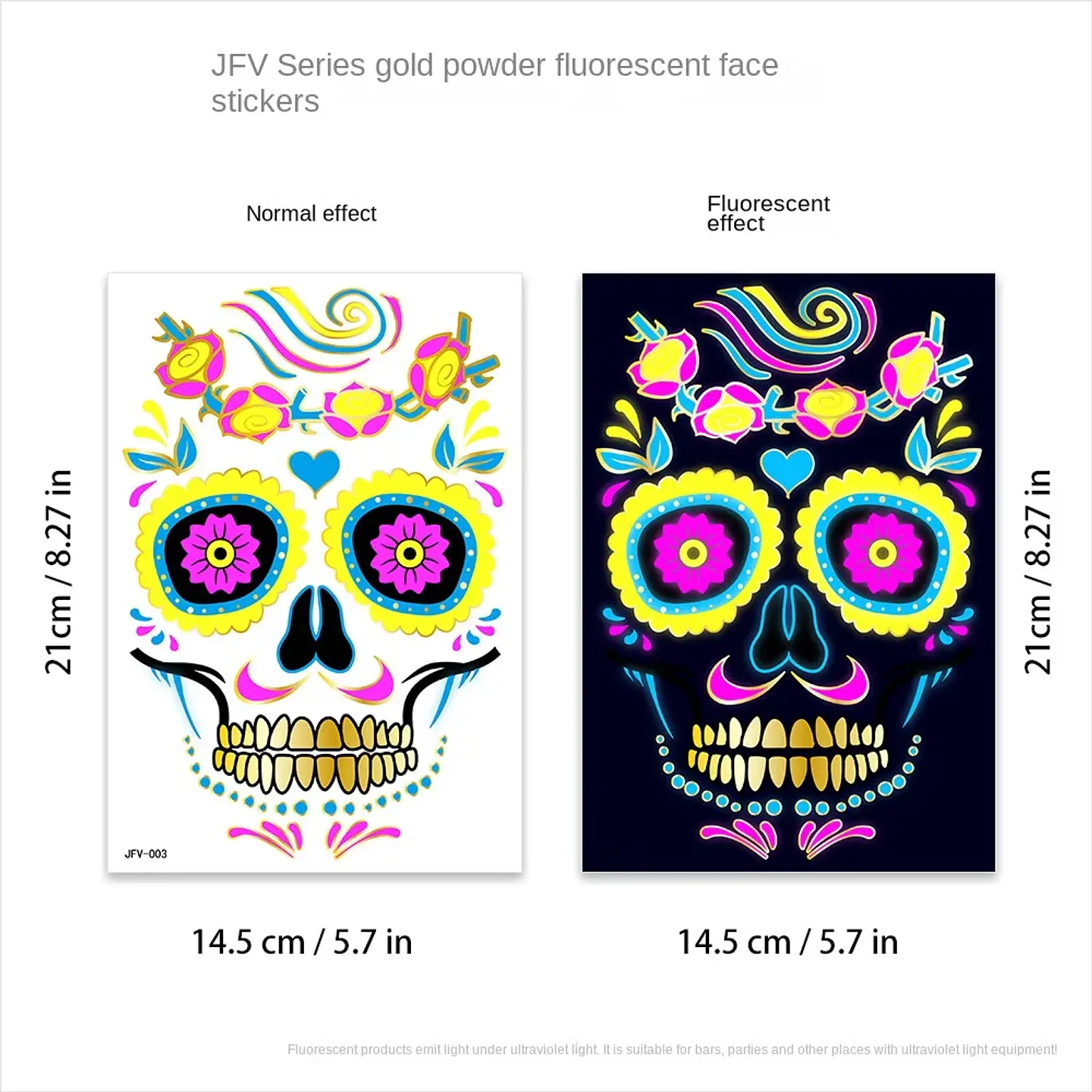 Fluorescent Face Tattoo Stickers – Halloween 12