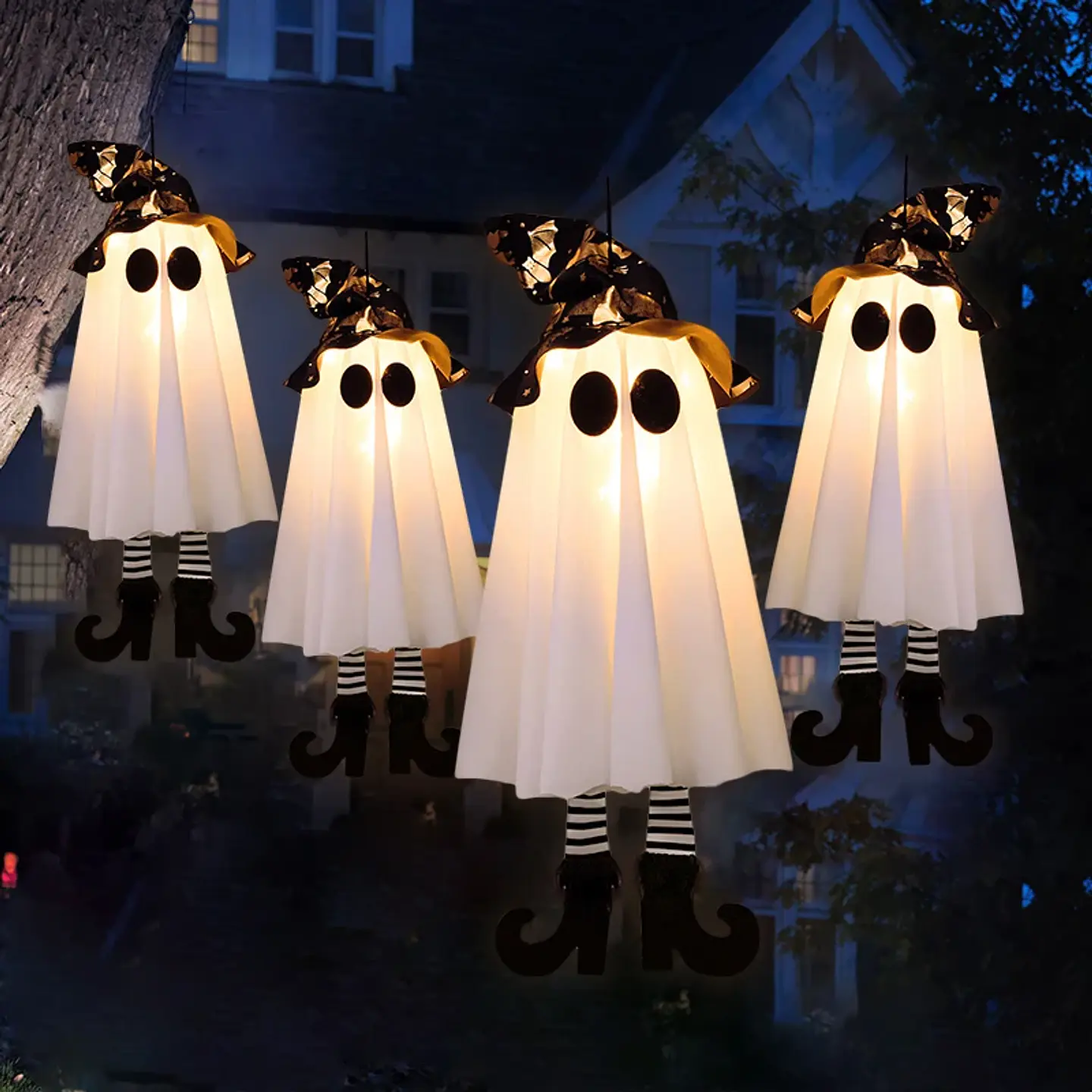 LED Light-Up Witch & Ghost Hanging Ornaments 11