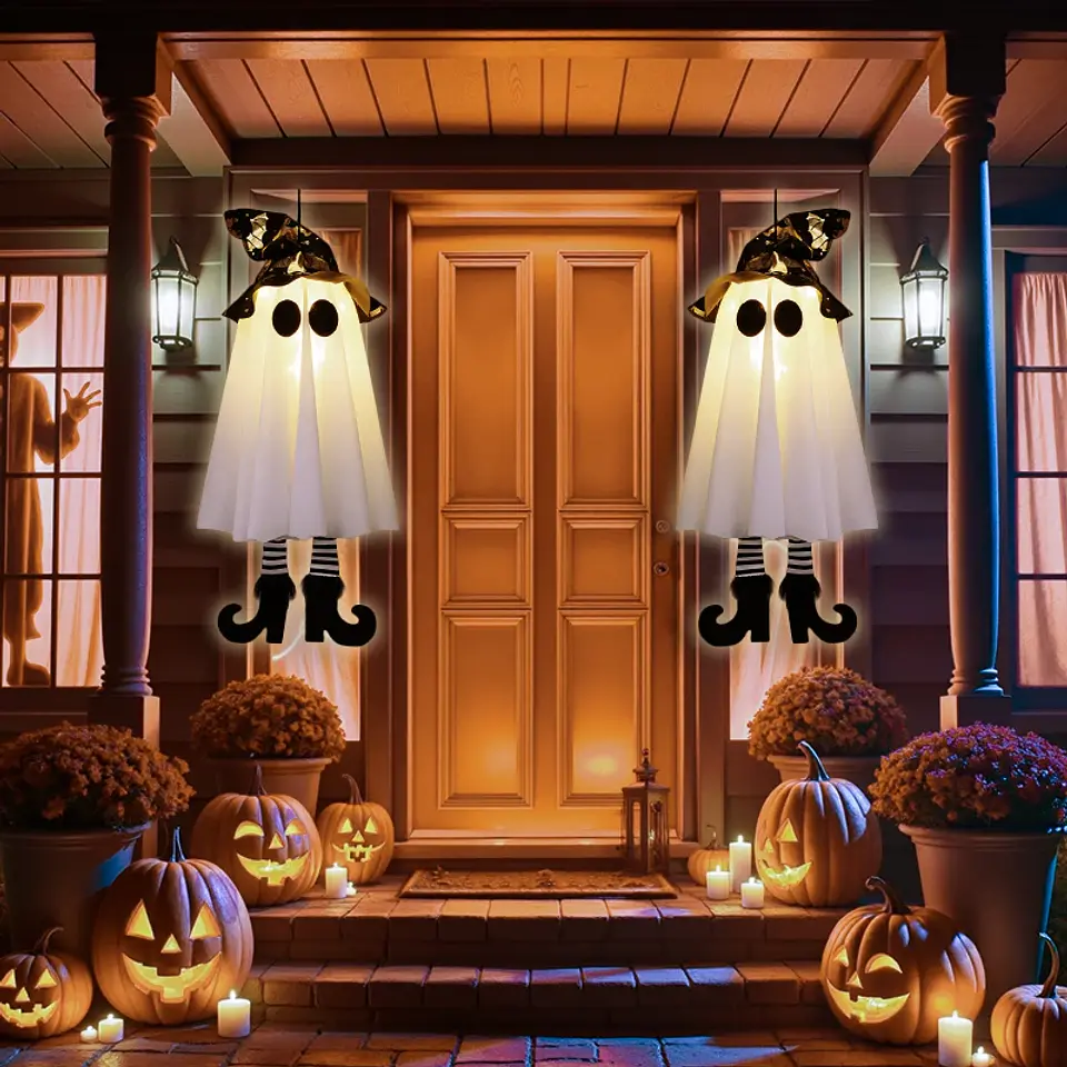 LED Light-Up Witch & Ghost Hanging Ornaments 14