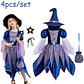 Witch Dress Costume Set – Halloween Girls Cosplay - thumbnail 5