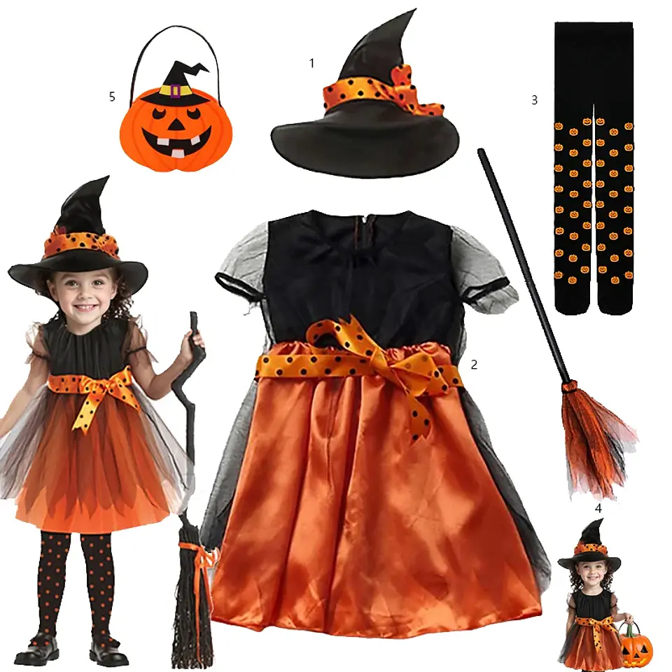 Witch Costume Set for Kids – Halloween Cosplay 9