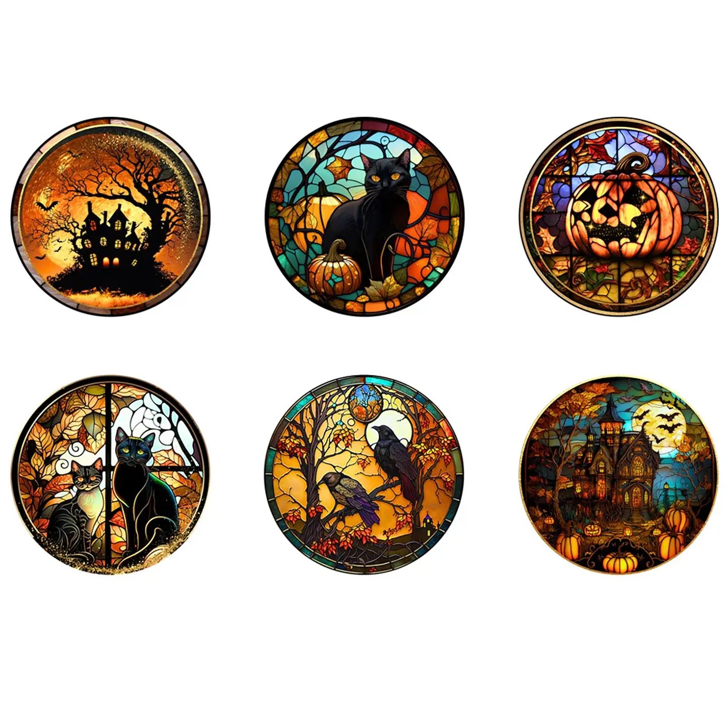 Static Glass Window Stickers – Halloween Castle & Cat 17