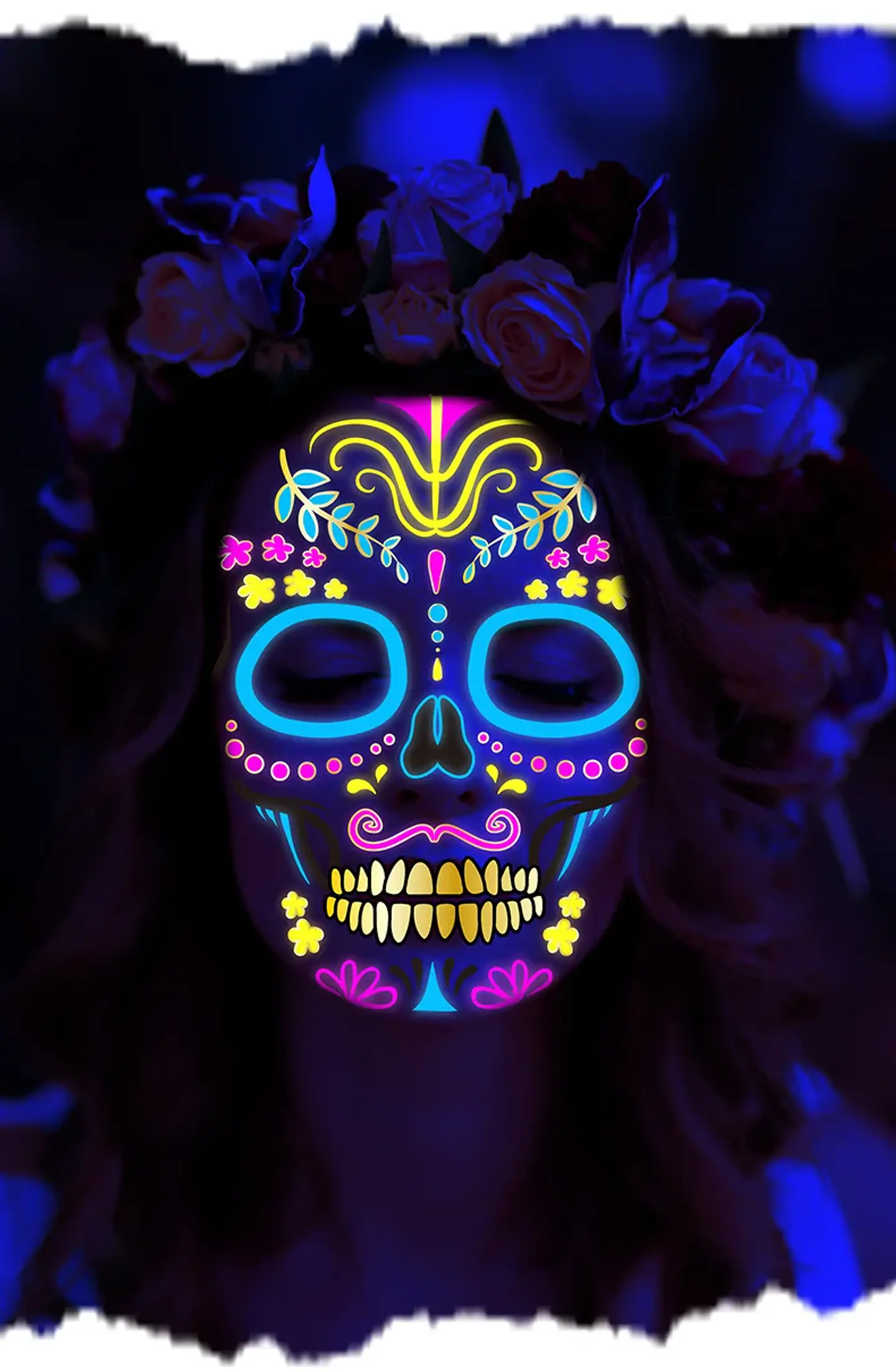 Fluorescent Face Tattoo Stickers – Halloween 15