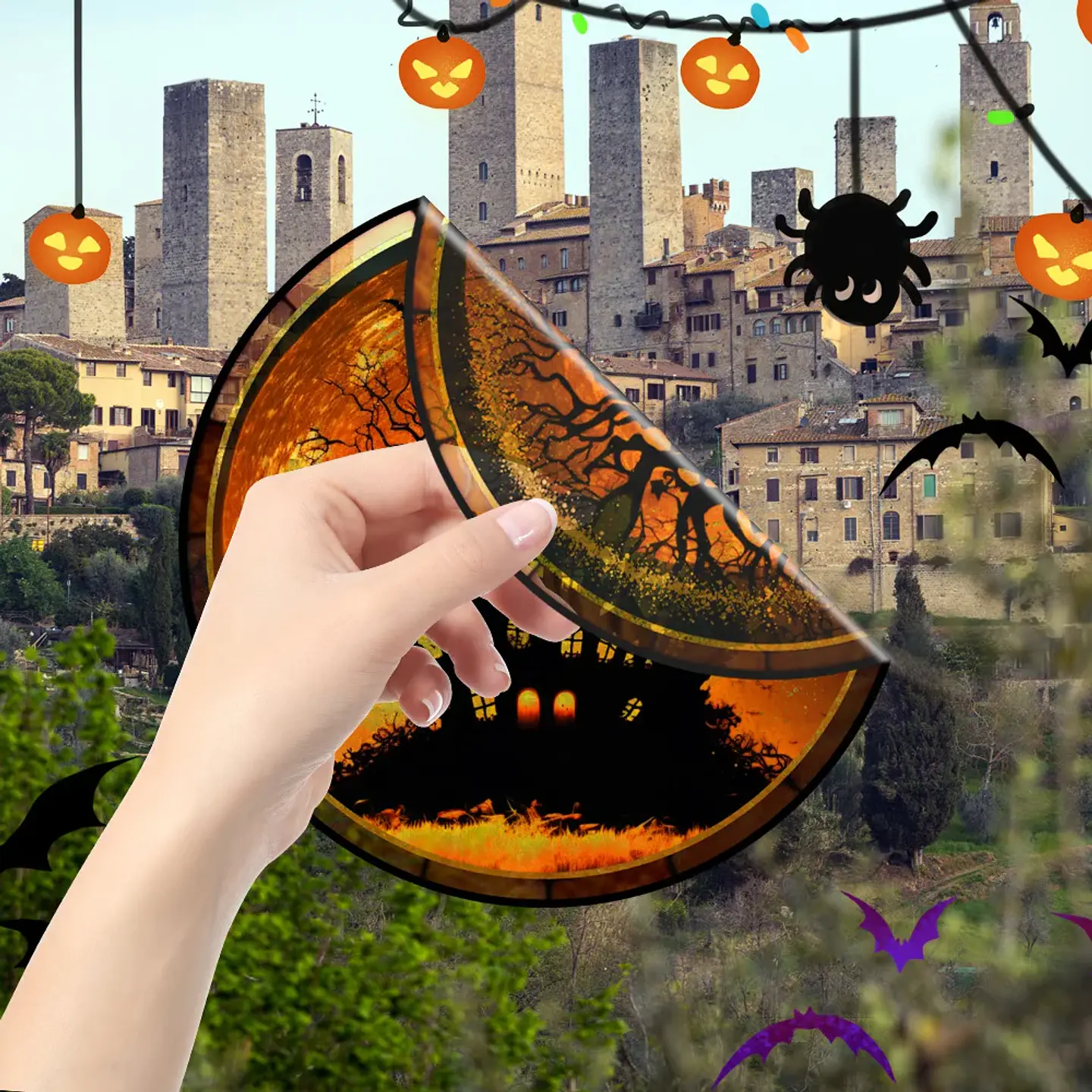 Static Glass Window Stickers – Halloween Castle & Cat 19