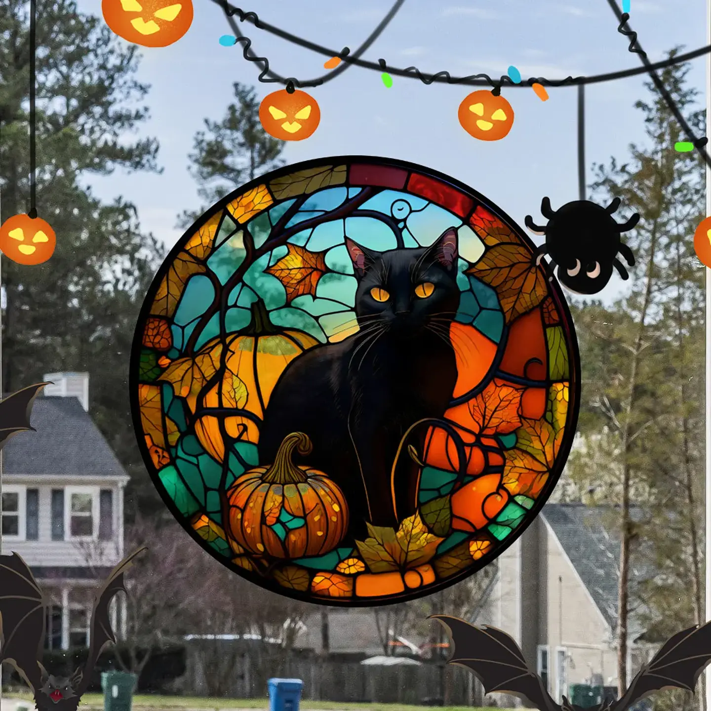 Static Glass Window Stickers – Halloween Castle & Cat 28