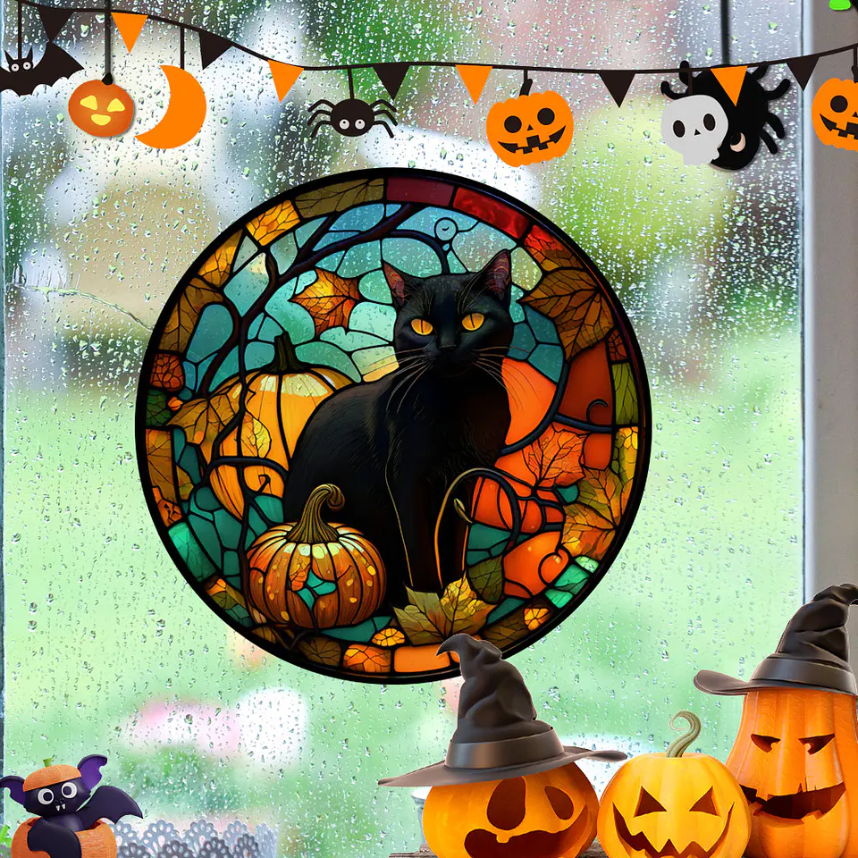 Static Glass Window Stickers – Halloween Castle & Cat 29