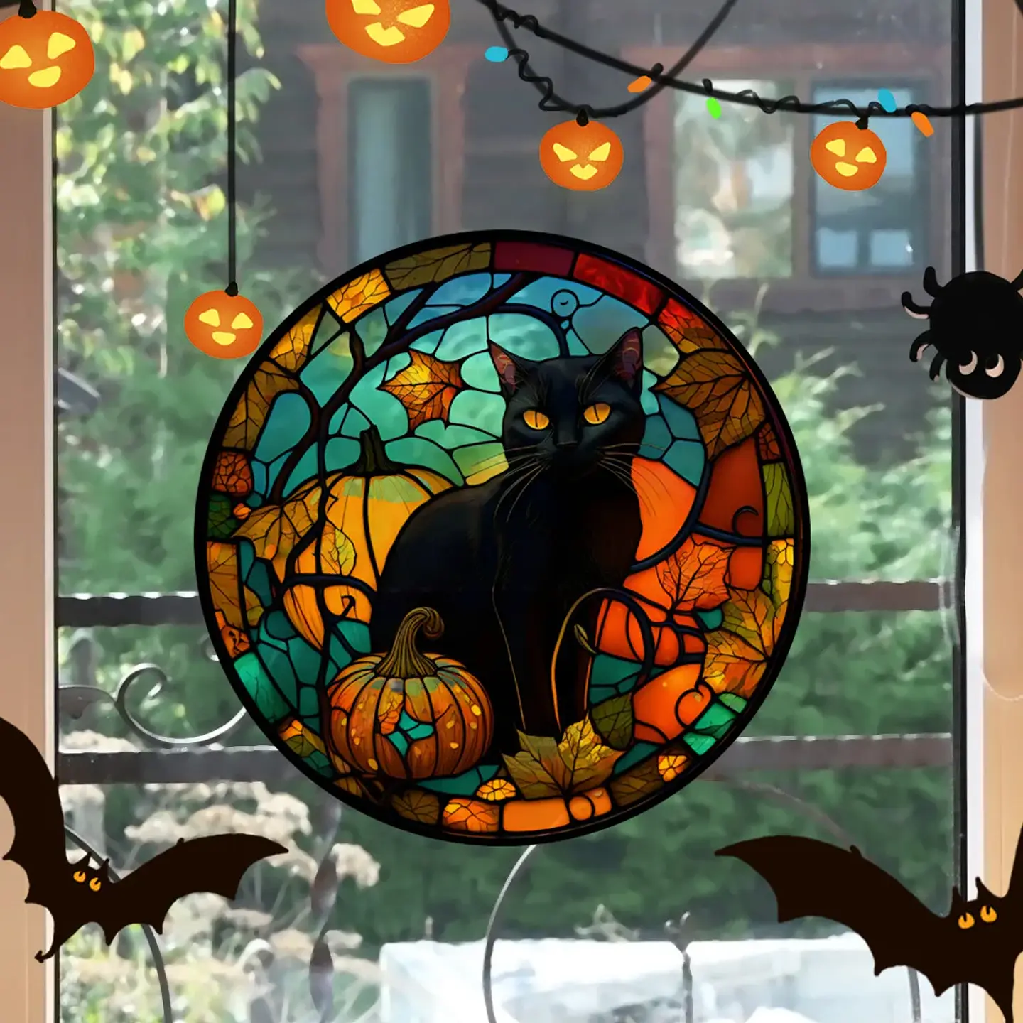 Static Glass Window Stickers – Halloween Castle & Cat 32
