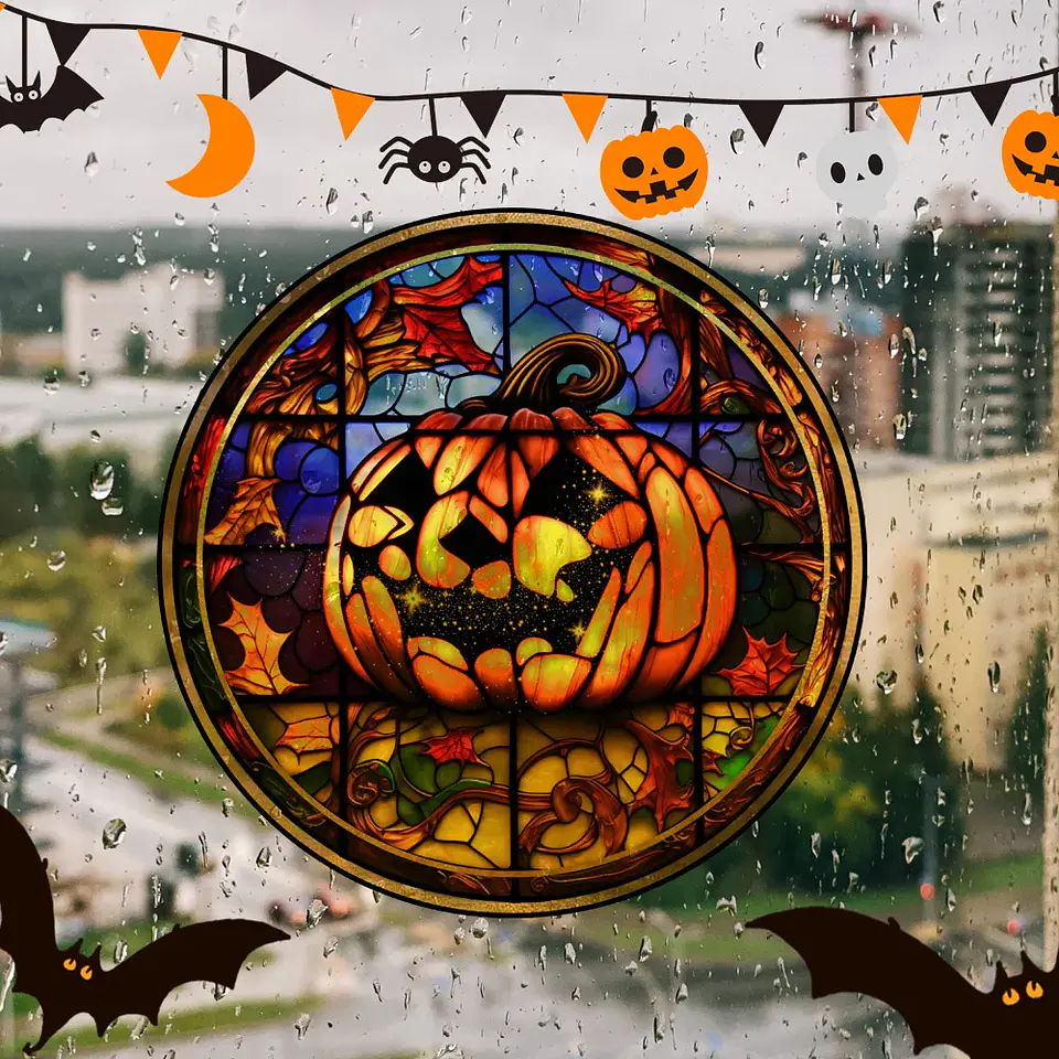 Static Glass Window Stickers – Halloween Castle & Cat 35