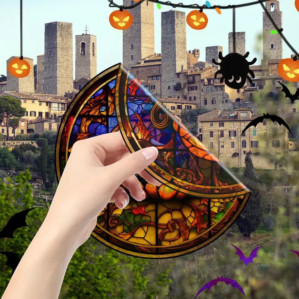 Static Glass Window Stickers – Halloween Castle & Cat 36