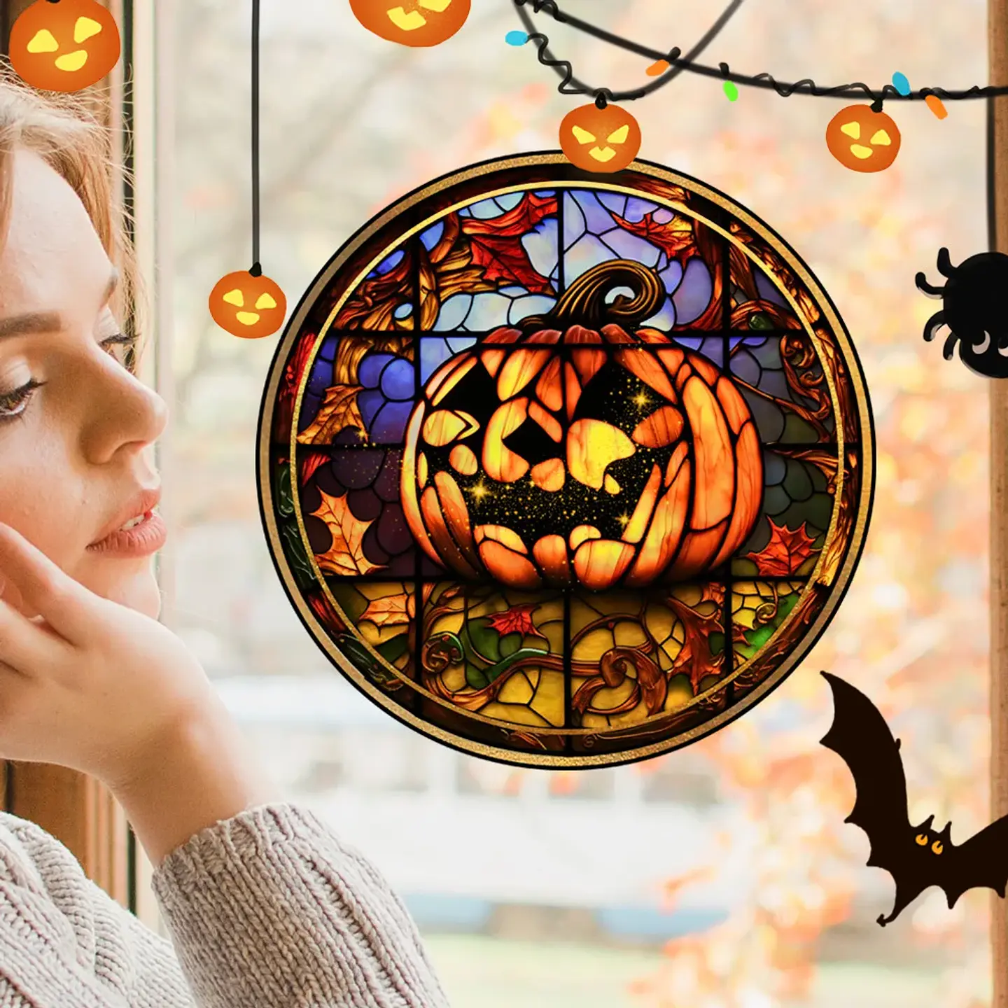 Static Glass Window Stickers – Halloween Castle & Cat 38