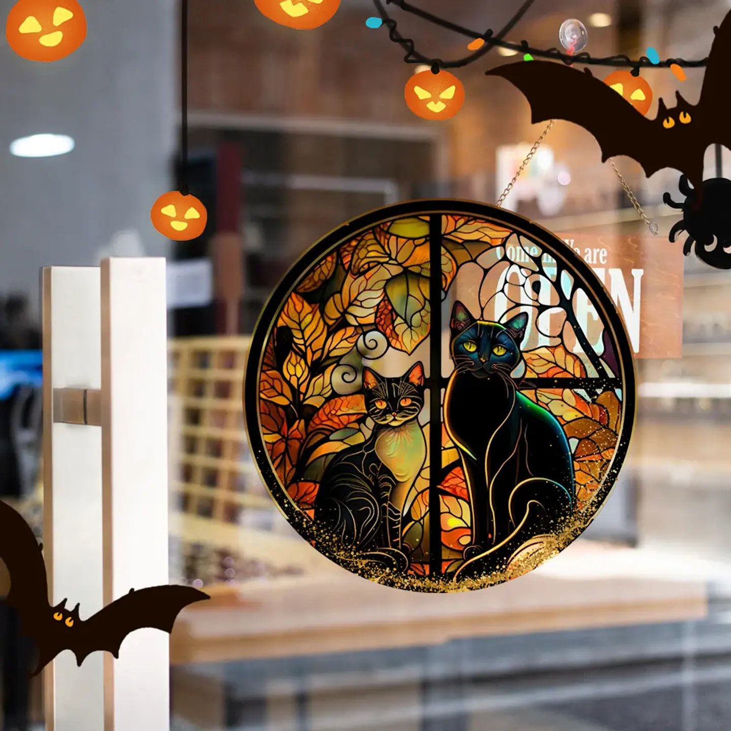 Static Glass Window Stickers – Halloween Castle & Cat 47
