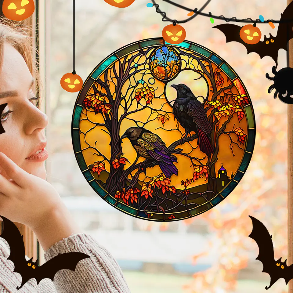 Static Glass Window Stickers – Halloween Castle & Cat 50