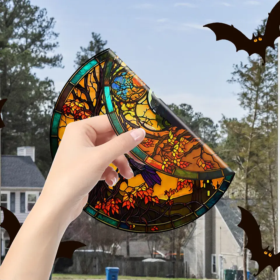 Static Glass Window Stickers – Halloween Castle & Cat 51